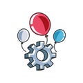 gear pinion machine with balloons helium Royalty Free Stock Photo