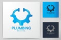 Gear and pipe, plumbing Logo Designs Inspiration Isolated on White Background Royalty Free Stock Photo