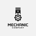 Gear and Piston for Mechanic Logo Design Template