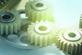 gear plastic brass Stainless steel ,concept Industrial gears Background. Royalty Free Stock Photo