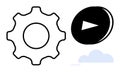 Gear and Play Button with Cloud Element Representing Technology, Productivity, and Digital Media Royalty Free Stock Photo