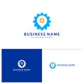 Gear Point logo template, Creative Point logo design vector, Gear logo concept