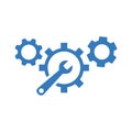 Gear, preferences icon. Blue vector sketch