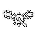 Gear, preferences outline icon. Line art sketch