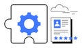Gear Mechanism Inside Puzzle Piece with Profile Document and Rating Stars Design Concept Royalty Free Stock Photo
