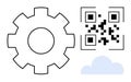 Gear, QR Code, and Cloud Icon Technology, Cloud Computing, and Digital Integration Royalty Free Stock Photo