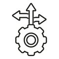 Gear realization direction icon outline vector. Human balance