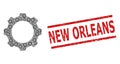 Gear Recursion Composition of Gear Icons and Textured New Orleans Seal