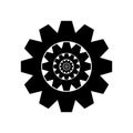 Gear recursion icon. Nested cog symbol. Infinite mechanics vector. Industrial engineering process.