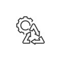 Gear with Recycling line icon