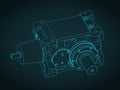 Gear reducer motor blueprint Royalty Free Stock Photo