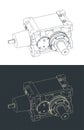 Gear reducer motor drawings Royalty Free Stock Photo