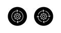 Gear reload icon in black circle. System update, process cycle, and settings circular arrow symbol Royalty Free Stock Photo