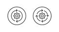 Gear reload icon in circle outline. System update, process cycle, and settings circular arrow symbol Royalty Free Stock Photo