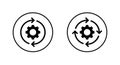 Gear reload icon with circular arrow. System update, process cycle, and settings symbol in circle outline Royalty Free Stock Photo