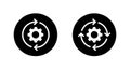 Gear reload icon with circular arrow. System update, process cycle, and settings symbol in black circle Royalty Free Stock Photo