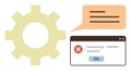 Website Error Notification with Gear Icon and Confirmation Button Royalty Free Stock Photo