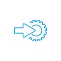 Gear and right blue arrow. Vector flat illustration for technology or innovation. Technology pictogram. Gear Integration Royalty Free Stock Photo