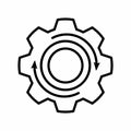 Gear Rotation, Updating System Outline Icon Vector