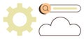 Gear, Search Bar, and Cloud Illustration Representing Technology and Digital Solutions Royalty Free Stock Photo