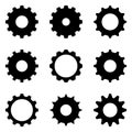 Gear set. Black gear wheel icons. Vector illustration Royalty Free Stock Photo