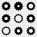 Gear set. Black gear wheel icons. Vector illustration Royalty Free Stock Photo