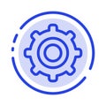 Gear, Setting, Cogs Blue Dotted Line Line Icon Royalty Free Stock Photo