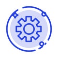 Gear, Setting, Cogs Blue Dotted Line Line Icon Royalty Free Stock Photo