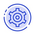 Gear, Setting, Cogs Blue Dotted Line Line Icon Royalty Free Stock Photo