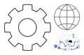Gear and Globe with Robot Representing Global Technology, AI Integration, and Innovation Royalty Free Stock Photo