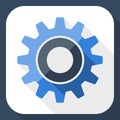 Gear or settings icon with long shadow