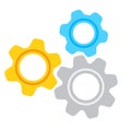 Gear settings icon on white background. Cog wheels icon. Simple flat gear mechanism symbol. Vector illustration. Royalty Free Stock Photo