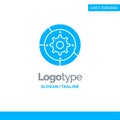 Gear, Settings, Setup, Engine, Process Blue Solid Logo Template. Place for Tagline