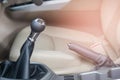Gear shift in Modern car interior Royalty Free Stock Photo