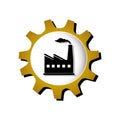 Gear silhouette with industry icon