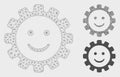 Gear Smile Smiley Vector Mesh Network Model and Triangle Mosaic Icon