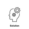 Gear, solution, head icon. Element of creative thinkin icon witn name. Thin line icon for website design and development, app