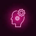 Gear, solution, head neon icon. Elements of Creative thinking set. Simple icon for websites, web design, mobile app, info graphics Royalty Free Stock Photo