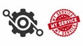 Gear Solution Icon with Textured My Service Stamp