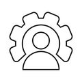 Gear, specialist, support outline icon. Line art vector