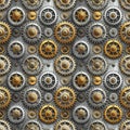 Steampunk Gear Seamless Pattern, Vintage Mechanical Clockwork Design In Gold And Silver For Industrial Wallpaper And Fabric Royalty Free Stock Photo