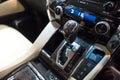 Gear Stick with multimedia console Royalty Free Stock Photo