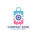 Gear Suitcase logo design vector. Suitcase logo design template concept Royalty Free Stock Photo