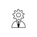 Gear, support, businessman icon on white background. Can be used for web, logo, mobile app, UI, UX