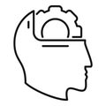 Gear support education icon outline vector. Memory mind