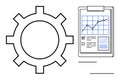 Gear and Analytics Chart on Clipboard Representing Process Optimization and Performance Tracking Royalty Free Stock Photo