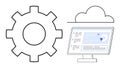 Gear and Cloud with Analytics on Monitor Representing Cloud Computing and Data Management Royalty Free Stock Photo