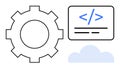 Gear Symbol, Coding Brackets, and Cloud Icon Software Development and Cloud Computing Royalty Free Stock Photo