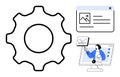 Gear Symbol With Digital Analytics and Website Interface Web Optimization Process Royalty Free Stock Photo