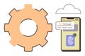Two-Factor Authentication Process with Gear, Smartphone, and Cloud Icon Royalty Free Stock Photo